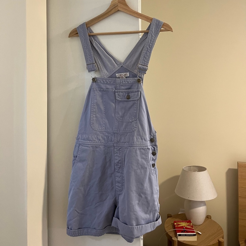 Cherokee 90s vintage periwinkle purple shorteralls in size small - Picture 1 of 4